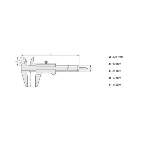 Mechanical Caliper 150mm/6” 0.05mm, MITUTOYO Dimensions